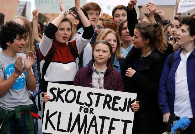 Greta Thunberg at a demonstration in Paris on 22 February 2019